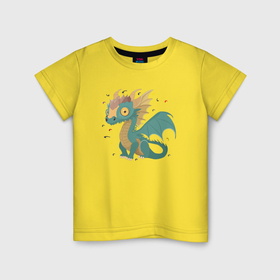 Детская футболка хлопок с принтом Дракончик милый в Курске, 100% хлопок | круглый вырез горловины, полуприлегающий силуэт, длина до линии бедер | 