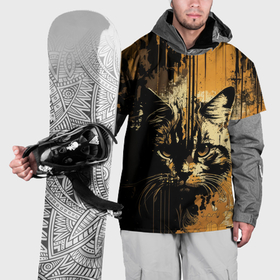 Накидка на куртку 3D с принтом Котик в малярных разводах в Тюмени, 100% полиэстер |  | 