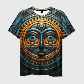 Мужская футболка 3D с принтом Африканское солнце в Екатеринбурге, 100% полиэфир | прямой крой, круглый вырез горловины, длина до линии бедер | 