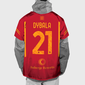 Накидка на куртку 3D с принтом Пауло Дибала ФК Рома форма 23 24 домашняя в Белгороде, 100% полиэстер |  | 
