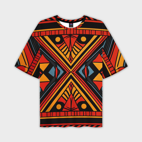 Мужская футболка oversize 3D с принтом Геометрический узор в африканском стиле в Новосибирске,  |  | 