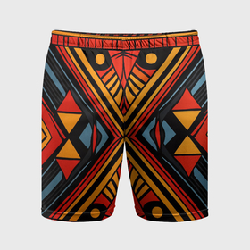 Мужские шорты спортивные с принтом Геометрический узор в африканском стиле в Кировске,  |  | Тематика изображения на принте: 