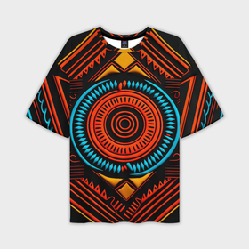 Мужская футболка oversize 3D с принтом Орнамент в африканском стиле на тёмном фоне в Петрозаводске,  |  | Тематика изображения на принте: 