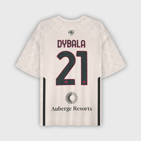 Мужская футболка oversize 3D с принтом Пауло Дибала ФК Рома форма 23 24 гостевая в Тюмени,  |  | 