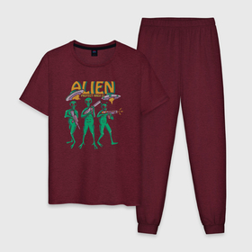 Мужская пижама хлопок с принтом Alien area в Курске, 100% хлопок | брюки и футболка прямого кроя, без карманов, на брюках мягкая резинка на поясе и по низу штанин
 | 