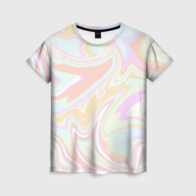 Женская футболка 3D с принтом Бледные разлитые краски абстракция в Екатеринбурге, 100% полиэфир ( синтетическое хлопкоподобное полотно) | прямой крой, круглый вырез горловины, длина до линии бедер | 