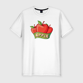 Мужская футболка хлопок Slim с принтом Сочные яблоки , 92% хлопок, 8% лайкра | приталенный силуэт, круглый вырез ворота, длина до линии бедра, короткий рукав | 