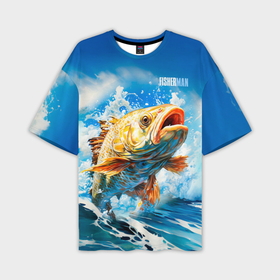 Мужская футболка oversize 3D с принтом Fisherman golden ,  |  | 