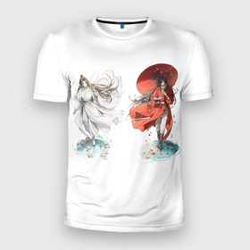 Мужская футболка 3D Slim с принтом Хуа Чен и Се Лянь бег Благословение Небожителей в Кировске, 100% полиэстер с улучшенными характеристиками | приталенный силуэт, круглая горловина, широкие плечи, сужается к линии бедра | 