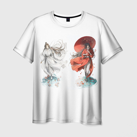 Мужская футболка 3D с принтом Хуа Чен и Се Лянь бег Благословение Небожителей в Кировске, 100% полиэфир | прямой крой, круглый вырез горловины, длина до линии бедер | 