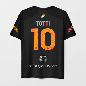 Мужская футболка 3D с принтом Тотти ФК Рома форма 23 24 третья в Белгороде, 100% полиэфир | прямой крой, круглый вырез горловины, длина до линии бедер | Тематика изображения на принте: 