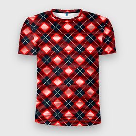 Мужская футболка 3D Slim с принтом Разноцветные квадраты в Тюмени, 100% полиэстер с улучшенными характеристиками | приталенный силуэт, круглая горловина, широкие плечи, сужается к линии бедра | 
