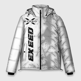 Мужская зимняя куртка 3D с принтом Exeed speed на светлом фоне со следами шин по вертикали в Новосибирске, верх — 100% полиэстер; подкладка — 100% полиэстер; утеплитель — 100% полиэстер | длина ниже бедра, свободный силуэт Оверсайз. Есть воротник-стойка, отстегивающийся капюшон и ветрозащитная планка. 

Боковые карманы с листочкой на кнопках и внутренний карман на молнии. | Тематика изображения на принте: 