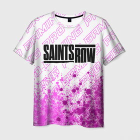 Мужская футболка 3D с принтом Saints Row pro gaming посередине в Курске, 100% полиэфир | прямой крой, круглый вырез горловины, длина до линии бедер | 