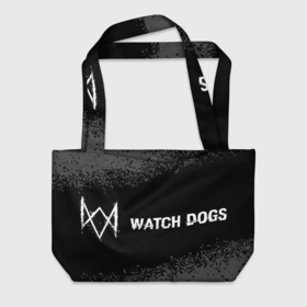Пляжная сумка 3D с принтом Watch Dogs glitch на темном фоне по горизонтали в Белгороде, 100% полиэстер | застегивается на металлическую кнопку; внутренний карман застегивается на молнию. Стенки укреплены специальным мягким материалом, чтобы защитить содержимое от несильных ударов
 | 