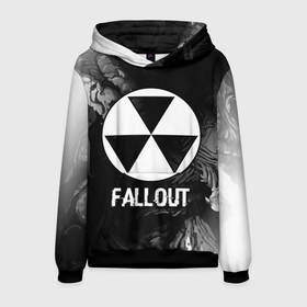 Мужская толстовка 3D с принтом Fallout glitch на темном фоне в городе Новоалтайск, 100% полиэстер | двухслойный капюшон со шнурком для регулировки, мягкие манжеты на рукавах и по низу толстовки, спереди карман-кенгуру с мягким внутренним слоем. | 