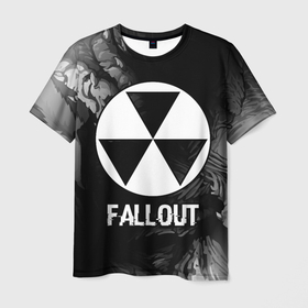 Мужская футболка 3D с принтом Fallout glitch на темном фоне в Курске, 100% полиэфир | прямой крой, круглый вырез горловины, длина до линии бедер | 