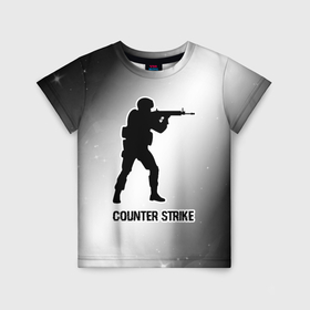 Детская футболка 3D с принтом Counter Strike glitch на светлом фоне в Курске, 100% гипоаллергенный полиэфир | прямой крой, круглый вырез горловины, длина до линии бедер, чуть спущенное плечо, ткань немного тянется | 