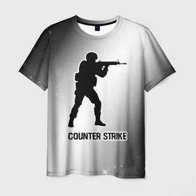 Мужская футболка 3D с принтом Counter Strike glitch на светлом фоне в Екатеринбурге, 100% полиэфир | прямой крой, круглый вырез горловины, длина до линии бедер | 