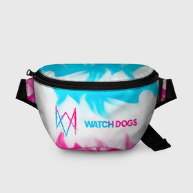 Поясная сумка 3D с принтом Watch Dogs neon gradient style по горизонтали в Новосибирске, 100% полиэстер | плотная ткань, ремень с регулируемой длиной, внутри несколько карманов для мелочей, основное отделение и карман с обратной стороны сумки застегиваются на молнию | 