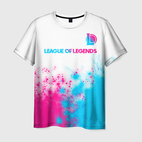 Мужская футболка 3D с принтом League of Legends neon gradient style посередине в Белгороде, 100% полиэфир | прямой крой, круглый вырез горловины, длина до линии бедер | Тематика изображения на принте: 