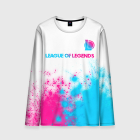 Мужской лонгслив 3D с принтом League of Legends neon gradient style посередине в Петрозаводске, 100% полиэстер | длинные рукава, круглый вырез горловины, полуприлегающий силуэт | 