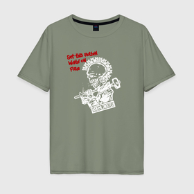 Мужская футболка хлопок Oversize с принтом Призрак коммунизма в Санкт-Петербурге, 100% хлопок | свободный крой, круглый ворот, “спинка” длиннее передней части | 
