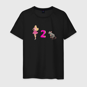 Мужская футболка хлопок с принтом Барби и крыса в Белгороде, 100% хлопок | прямой крой, круглый вырез горловины, длина до линии бедер, слегка спущенное плечо. | 