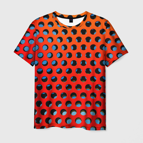 Мужская футболка 3D с принтом Перфорированная металлическая текстура , 100% полиэфир | прямой крой, круглый вырез горловины, длина до линии бедер | 
