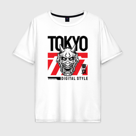 Мужская футболка хлопок Oversize с принтом Tokyo digital style , 100% хлопок | свободный крой, круглый ворот, “спинка” длиннее передней части | 