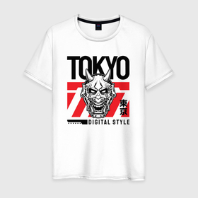 Мужская футболка хлопок с принтом Tokyo digital style , 100% хлопок | прямой крой, круглый вырез горловины, длина до линии бедер, слегка спущенное плечо. | Тематика изображения на принте: 