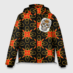 Мужская зимняя куртка 3D с принтом Радужный цветочный череп в Тюмени, верх — 100% полиэстер; подкладка — 100% полиэстер; утеплитель — 100% полиэстер | длина ниже бедра, свободный силуэт Оверсайз. Есть воротник-стойка, отстегивающийся капюшон и ветрозащитная планка. 

Боковые карманы с листочкой на кнопках и внутренний карман на молнии. | Тематика изображения на принте: 