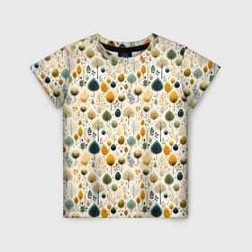 Детская футболка 3D с принтом Паттерн разные деревья и кустарники в Екатеринбурге, 100% гипоаллергенный полиэфир | прямой крой, круглый вырез горловины, длина до линии бедер, чуть спущенное плечо, ткань немного тянется | 