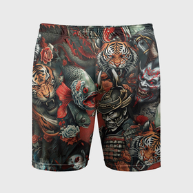Мужские шорты спортивные с принтом Татуировка ирезуми в японском стиле в Курске,  |  | 