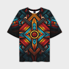 Мужская футболка oversize 3D с принтом Симметричный геометрический узор в этническом стиле ,  |  | 