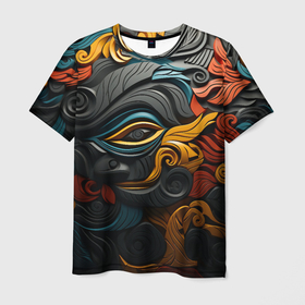 Мужская футболка 3D с принтом Абстракция в этническом стиле , 100% полиэфир | прямой крой, круглый вырез горловины, длина до линии бедер | Тематика изображения на принте: 