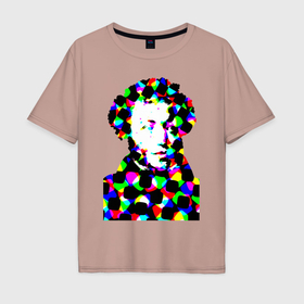 Мужская футболка хлопок Oversize с принтом Pushkin в Курске, 100% хлопок | свободный крой, круглый ворот, “спинка” длиннее передней части | 