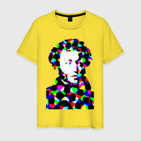 Мужская футболка хлопок с принтом Pushkin в Курске, 100% хлопок | прямой крой, круглый вырез горловины, длина до линии бедер, слегка спущенное плечо. | 