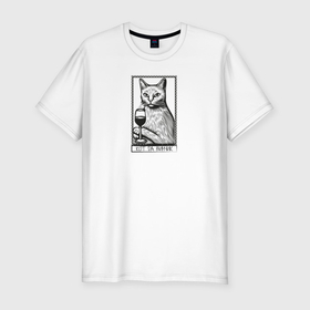 Мужская футболка хлопок Slim с принтом Кот и винчик в Петрозаводске, 92% хлопок, 8% лайкра | приталенный силуэт, круглый вырез ворота, длина до линии бедра, короткий рукав | 