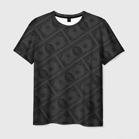 Мужская футболка 3D с принтом Патерн доллары купюрой по 100 баксов в Тюмени, 100% полиэфир | прямой крой, круглый вырез горловины, длина до линии бедер | 