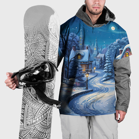 Накидка на куртку 3D с принтом Зимнее   предновогоднее  настроение , 100% полиэстер |  | Тематика изображения на принте: 