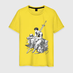 Мужская футболка хлопок с принтом Берсерк манга и аниме в Тюмени, 100% хлопок | прямой крой, круглый вырез горловины, длина до линии бедер, слегка спущенное плечо. | 