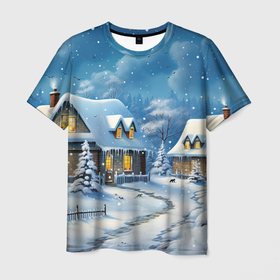 Мужская футболка 3D с принтом Новогоднее       настроение в Курске, 100% полиэфир | прямой крой, круглый вырез горловины, длина до линии бедер | 