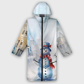 Мужской дождевик 3D с принтом Новогодний день со снеговиком в Тюмени,  |  | Тематика изображения на принте: 