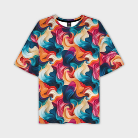 Мужская футболка oversize 3D с принтом Паттерн абстрактные разноцветные волны в Тюмени,  |  | Тематика изображения на принте: 