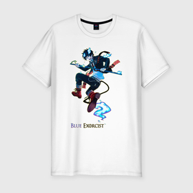 Мужская футболка хлопок Slim с принтом Рин из аниме синий экзорцист в Белгороде, 92% хлопок, 8% лайкра | приталенный силуэт, круглый вырез ворота, длина до линии бедра, короткий рукав | 