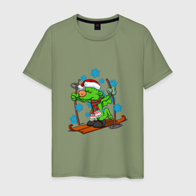 Мужская футболка хлопок с принтом Год зелёного дракона 2024 в Петрозаводске, 100% хлопок | прямой крой, круглый вырез горловины, длина до линии бедер, слегка спущенное плечо. | 