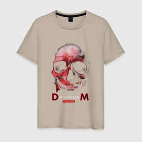 Мужская футболка хлопок с принтом Depeche Mode   Skull Fletch в Петрозаводске, 100% хлопок | прямой крой, круглый вырез горловины, длина до линии бедер, слегка спущенное плечо. | 