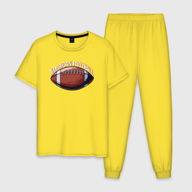 Мужская пижама хлопок с принтом American football в Кировске, 100% хлопок | брюки и футболка прямого кроя, без карманов, на брюках мягкая резинка на поясе и по низу штанин
 | 