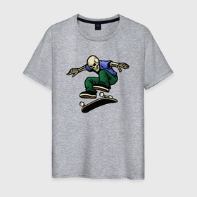 Мужская футболка хлопок с принтом Скелет скейтер , 100% хлопок | прямой крой, круглый вырез горловины, длина до линии бедер, слегка спущенное плечо. | 